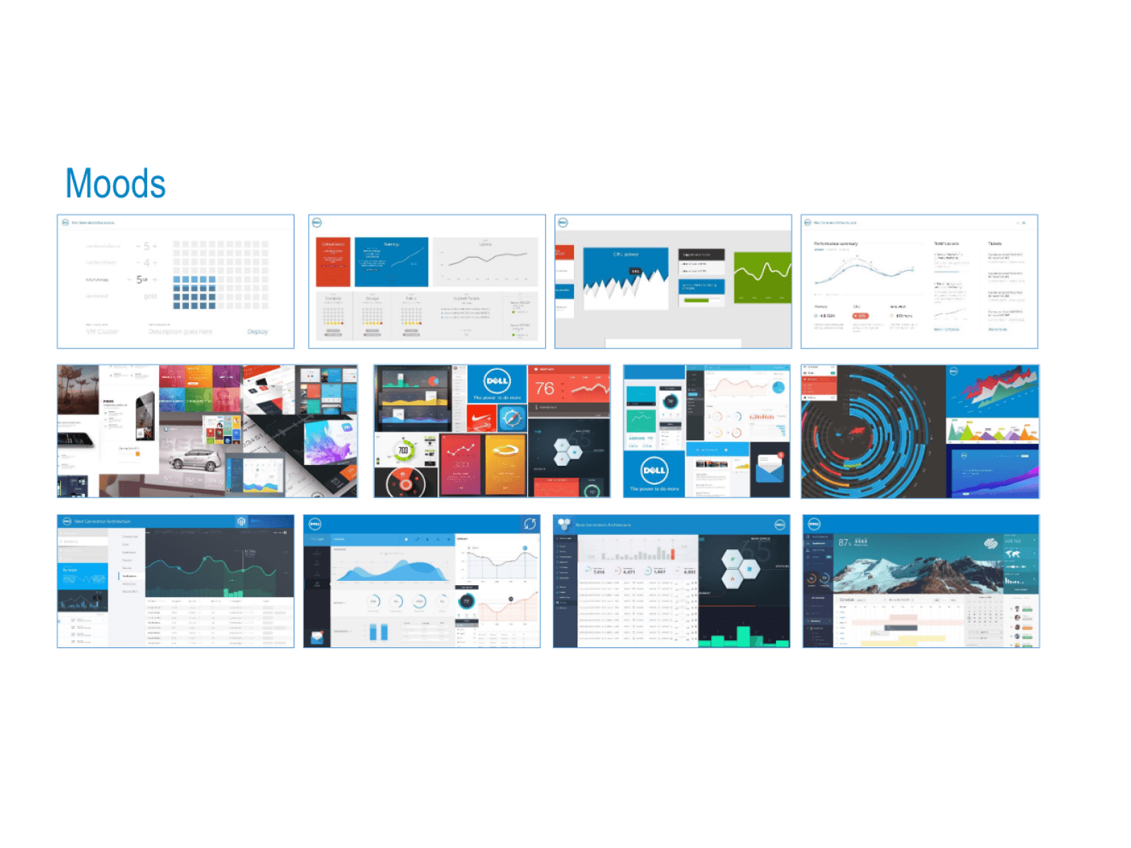Mood visual board of differet UI elements