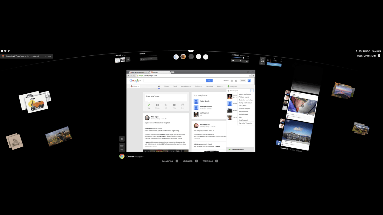 Shown is a prototype projector interface application