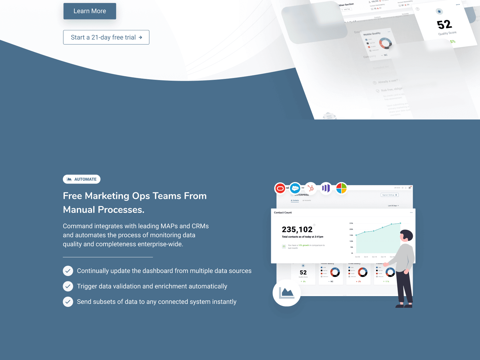Shown is the marketing website with highlights of the Command app