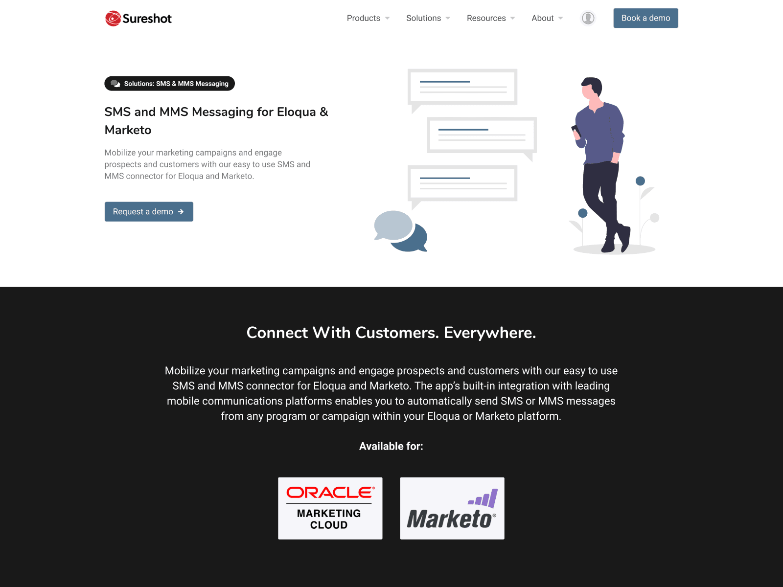Shown is the sms feature highlight page