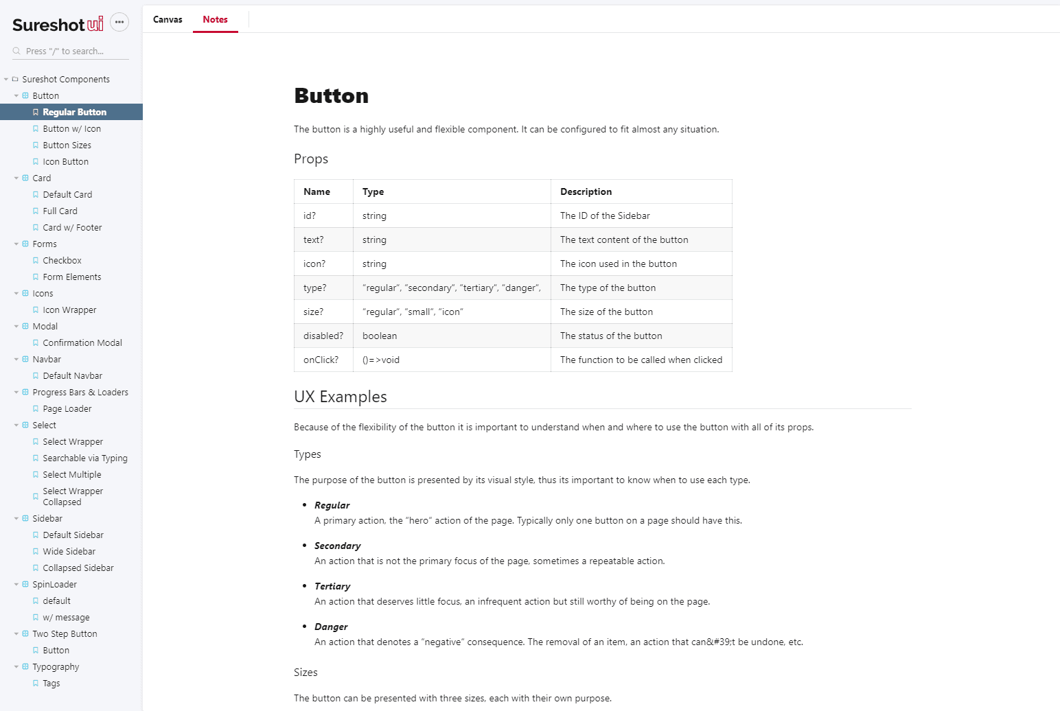 Shown is a Storybook page with real code components