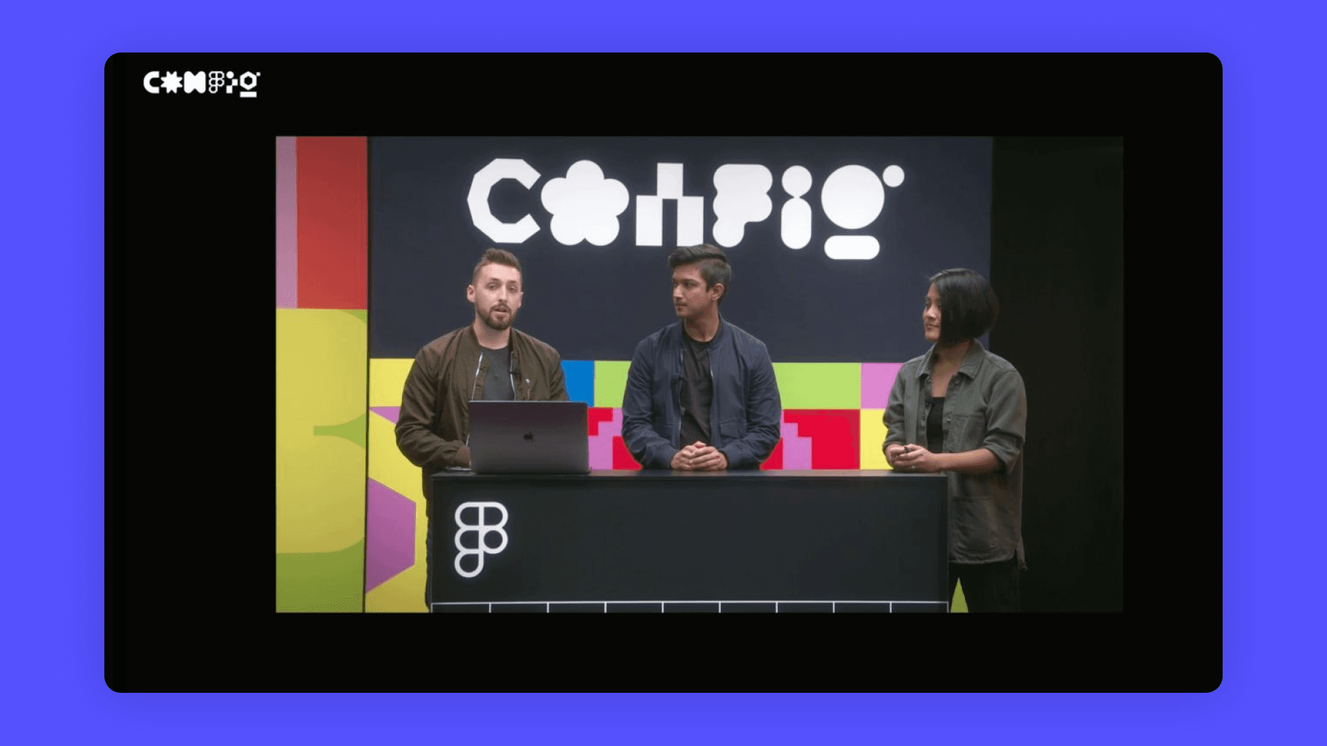 Shown is myself (left) presenting during Config 2022